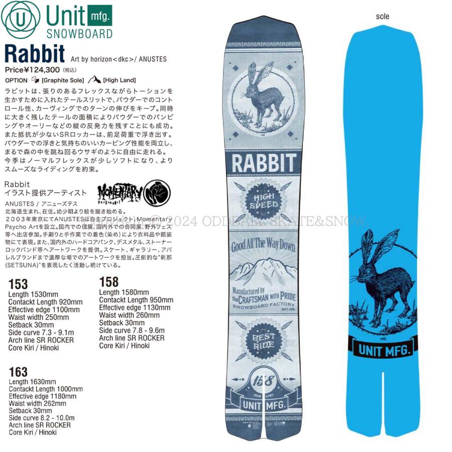 早期予約 21-22 UNIT MFG RABBIT ユニット スノーボード フリーラン