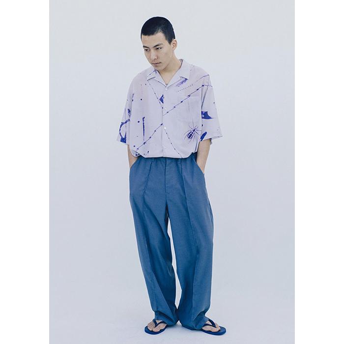 EVISEN PIN TUCK STRETCH SLACKS えびせん ワイドスラックス｜oddball-skate-snow｜06