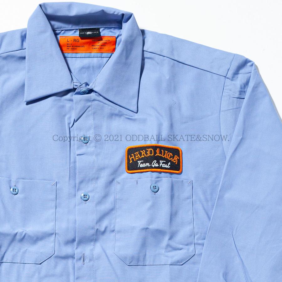 HARD LUCK POOL SERVICE L/S WORK SHIRT blue ハードラック フランネルシャツ｜oddball-skate-snow｜02