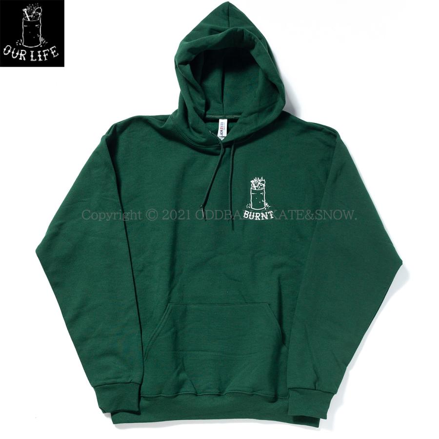OUR LIFE BURNT HOODIE forest アワーライフ スウェットパーカー プル