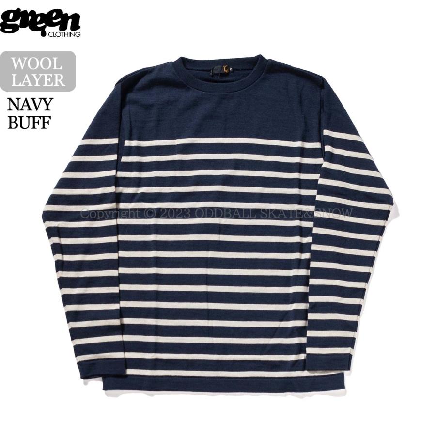green 23-24 GREEN CLOTHING WOOL LAYER Navy/Buff グリーン