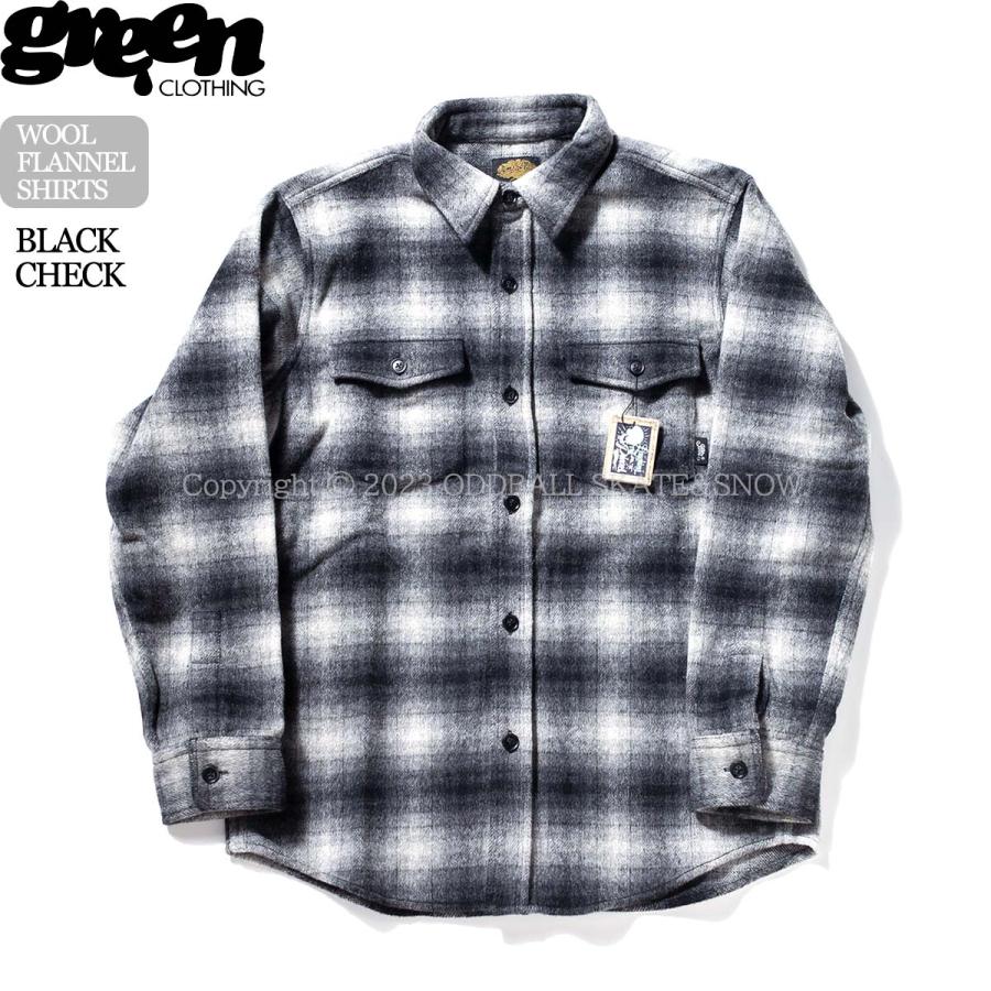 GREENCLOTHING 23-24 GREEN CLOTHING WOOL FLANNEL SHIRTS Black GREENCLOTHING 23-24 GREEN CLOTHING WOOL FLANNEL SHIRTS Black