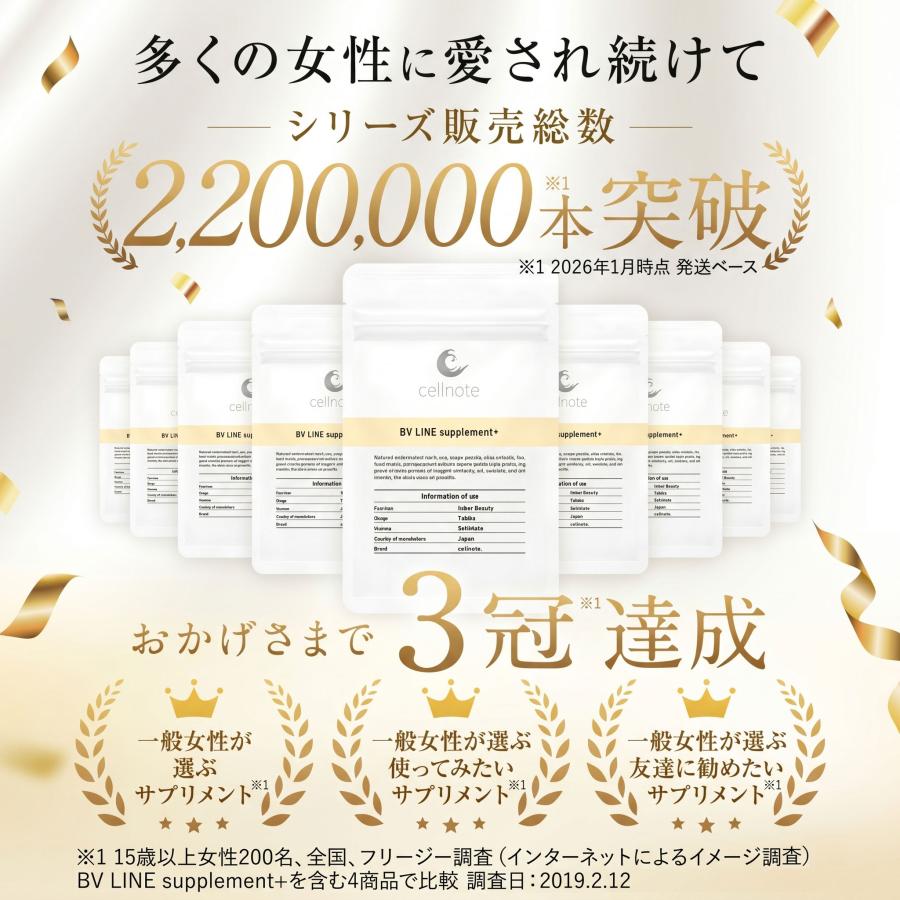 ボディケア サプリ cellnote. BV LINE supplement+ 60粒入 お得な3個