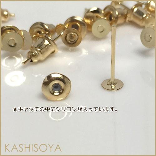 シリコン内蔵キャッチ付き！丸皿ピアス「ライトゴールド」約4ｍｍ×約12ｍｍ　20個入り/10ペア（ピアス金具,手芸,ハンドメイド,アクセサリー,基礎金具,副資材,）｜odn｜02