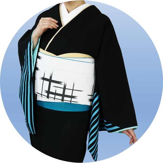 裾引き お引きずり すそひき おひき 踊り 着物 黒地 縞 舞踊 裾引き お引きずり すそひき おひき 踊り 着物 黒地 縞 舞踊