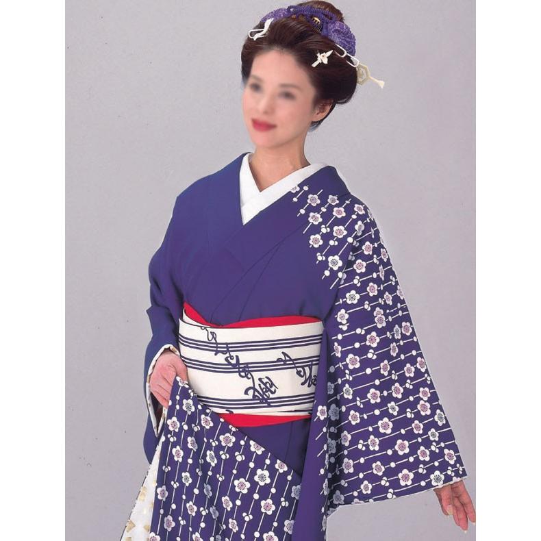 裾引き 引き摺り お引き 踊り 着物 仕立て上がり 紫地 梅 裏地白地金