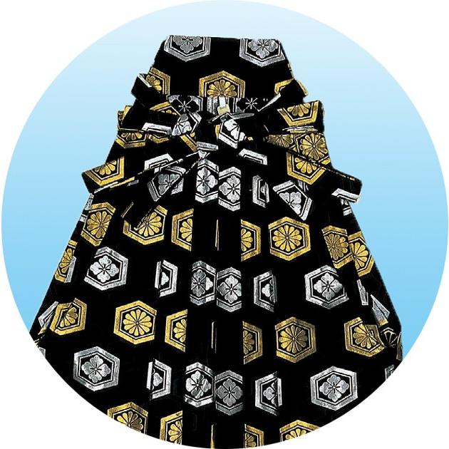 (6-6)馬乗袴　2尺1寸　亀甲紋　花菱　黒　金　舞踊　詩吟　踊袴 6-6)馬乗袴 2尺1寸 亀甲紋 花菱 黒 金 舞踊 詩吟