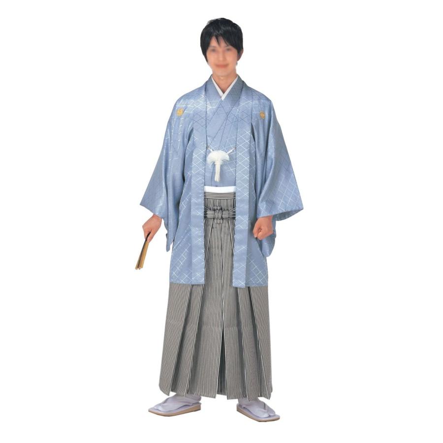 羽織 袴下セット はおり グレー 綸子 菱地模様 卒業式や成人式に