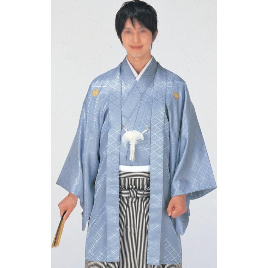 羽織 袴下セット はおり グレー 綸子 菱地模様 卒業式や成人式に