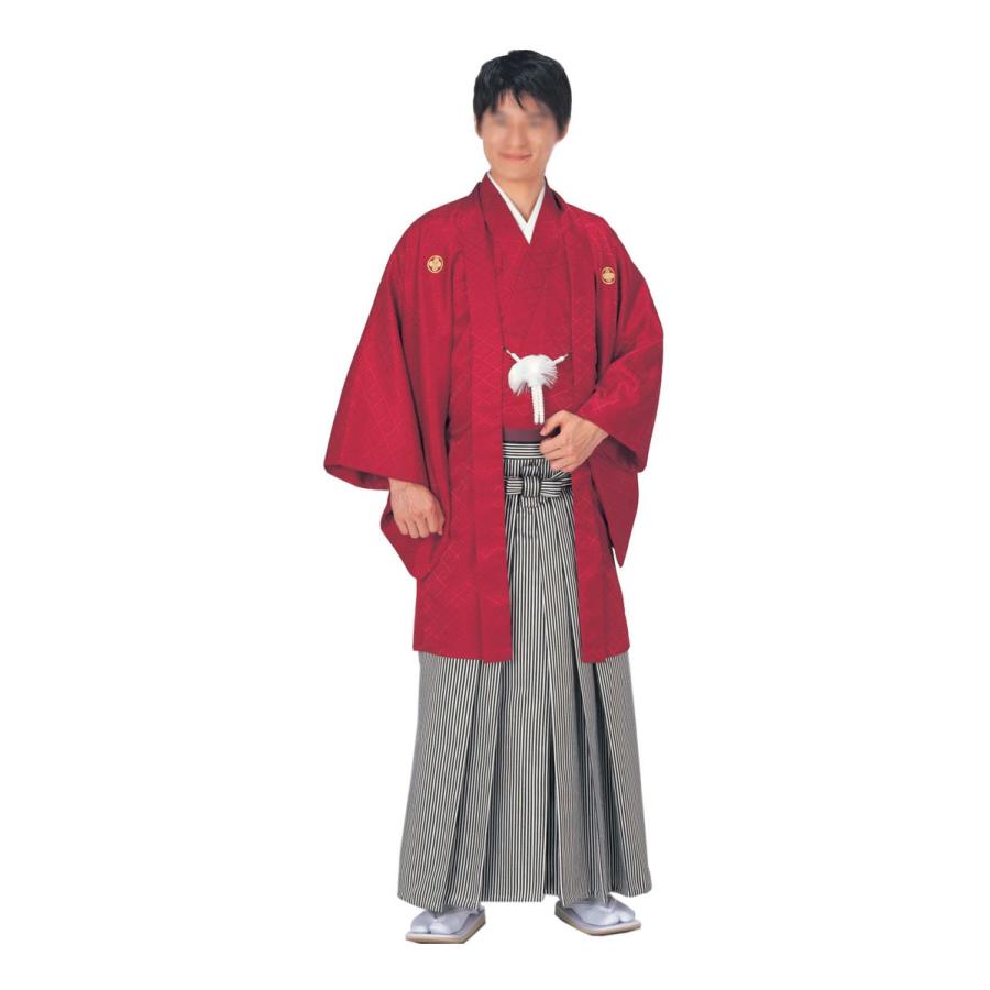 羽織 袴下セット はかま 赤 綸子 菱地模様 卒業式や成人式に : ODORI