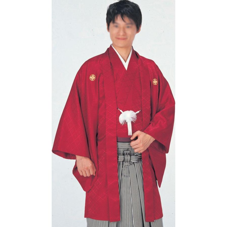 hoshi＊♡羽織袴 羽織 袴下セット はかま 赤 綸子 菱地模様 卒業式や成人式に : ODORI