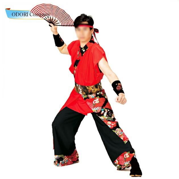 よさこい 衣装 長半纏 はっぴ 法被 メンズ メンズ レディース 長はんてん 袖なし ロング丈 赤 和柄