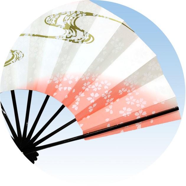 舞扇子 日本舞踊 扇子 舞踊 踊り用 大衆演劇 天地褄ぼかし流水桜 黒塗