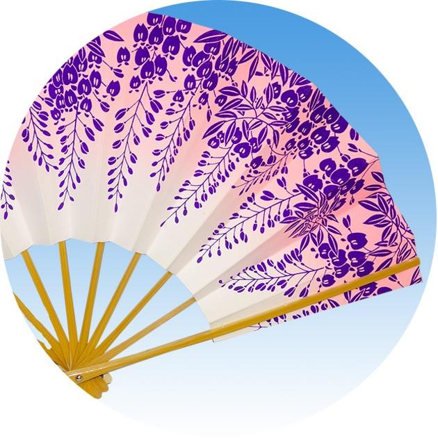 舞扇 舞扇子 踊り用 大衆演劇 あですがた ぼかしにしだれ藤 ピンク