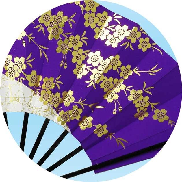 舞扇子 扇子 踊り用 あですがた 金 しだれ桜 赤 紫 飾り用 9寸5分