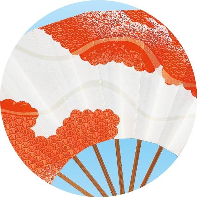 舞扇子 扇子 踊り用 雲に青海波 9寸5分 スス竹 扇子箱入 飾り用 祭り