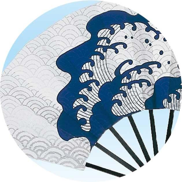 舞扇子 扇子 踊り用 荒波 (紺) 銀 青海波 9寸5分 黒塗 扇子箱入 飾り用