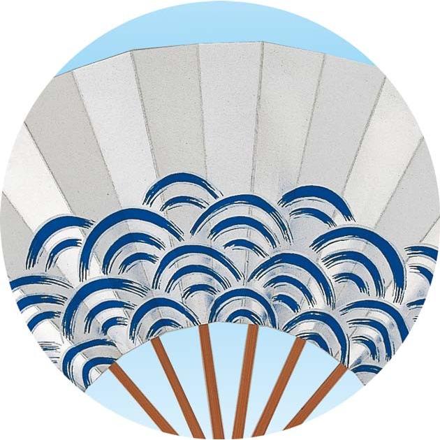 舞扇子 扇子 踊り用 青海波 浦島 銀ハキ地 9寸5分 白竹 扇子箱入 飾り