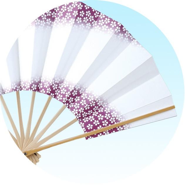 舞扇子 扇子 踊り用 白竹骨 両褄 小桜 ピンク 青 紫 朱 緑 舞台用 飾り