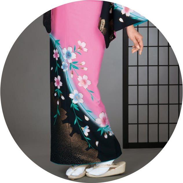 踊り用 着物 付け下げ セミオーダー仕立て上がり 袷　胴抜き 単衣 絵羽 付下げ 附下 絵羽 訪問着 国内染の画像