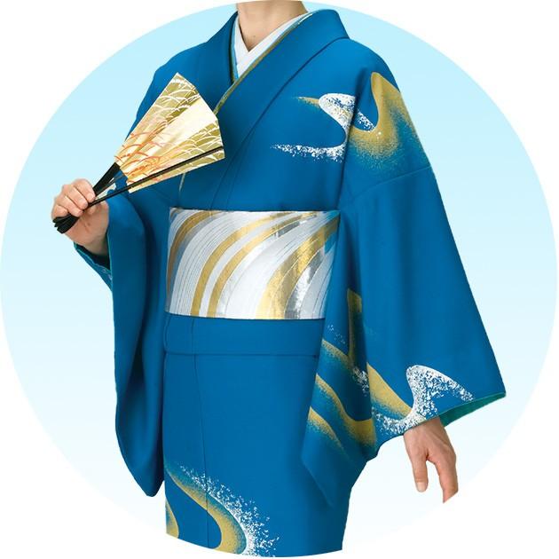 踊り絵羽 附下 訪問着 【仕立上り】 絵羽 群青 紫 青 セミオーダー