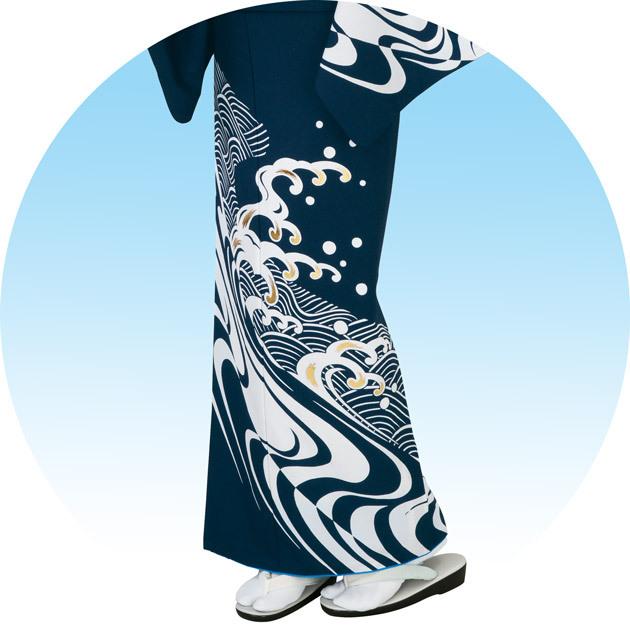 青色地に銀の柄　踊り着物 袷の付下げ訪問着 青色地に銀の柄 踊り着物 袷の付下げ訪問着 青色地に銀の柄 踊り着物