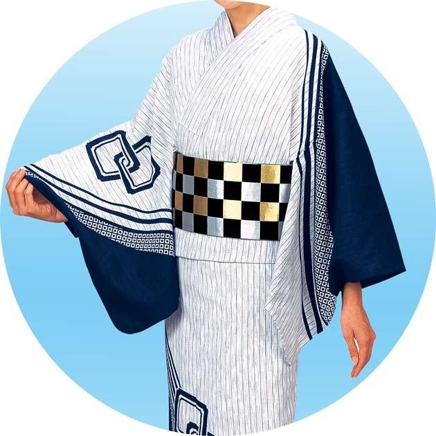 本絵羽ゆかた 仕立て上り 女性用 ミシン仕立 紺 先染綿紬 着物 踊り