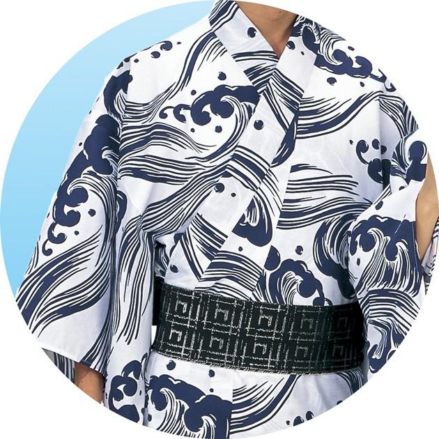 浴衣 仕立て上がり 波 お揃いゆかた 裄長キング巾 きもの 男性用 女性