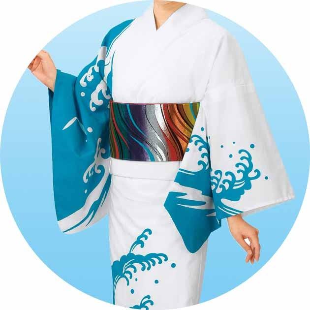本絵羽 ゆかた 踊り用 浴衣 仕立て上り 浪裏 女性用 ミシン仕立 きもの