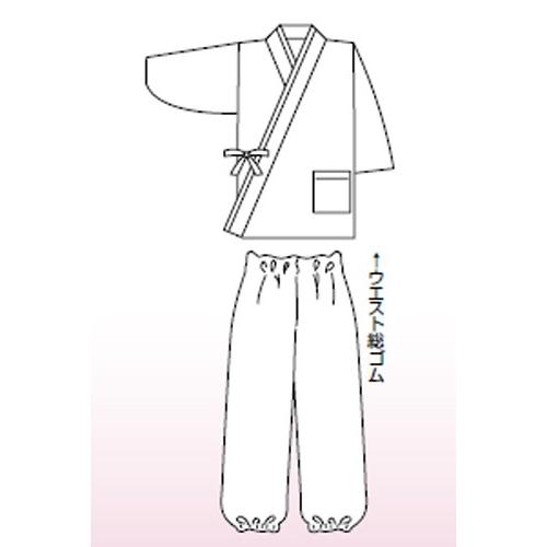 割烹用 作務衣 疋田 梅柄 作務衣上下セット ポリエステル 洗えるの画像