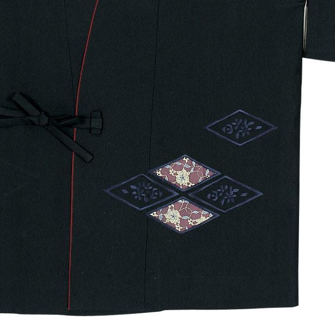 道行コート 洗える 和服用コート エンジ 黒 赤 紫 刺繍 ポリエステル