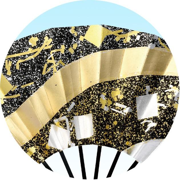 舞扇子 扇子 踊り用 舞踊 黒塗骨 9寸5分 金流水 金銀色紙 : ODORI