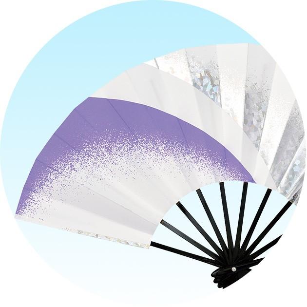 舞扇子 扇子 踊り用 舞踊 黒塗骨 9寸5分 銀ホログラム箔 斜線
