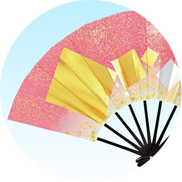 舞扇子 踊り用 扇子 日本舞踊 黒塗竹 9寸5分 金銀色紙 紫 ピンク 青