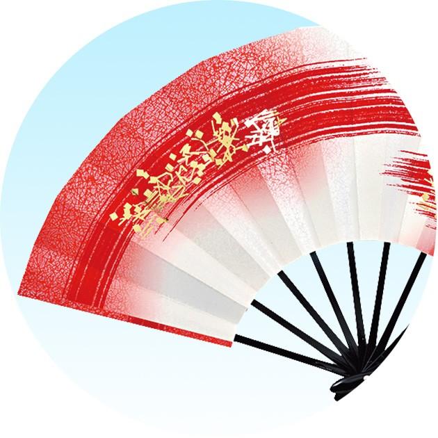 舞扇子 踊り 扇子 黒塗 9寸5分 モミ地流水にカスミ 赤 青 紫 オレンジ