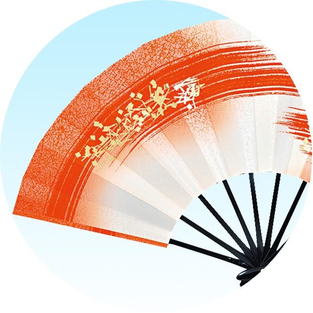 舞扇子 踊り 扇子 黒塗 9寸5分 モミ地流水にカスミ 赤 青 紫 オレンジ