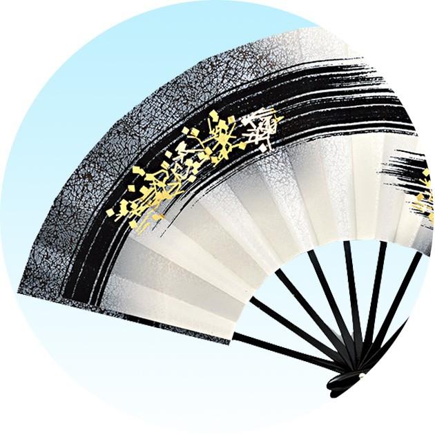 舞扇子 踊り 扇子 黒塗 9寸5分 モミ地流水にカスミ 赤 青 紫 オレンジ