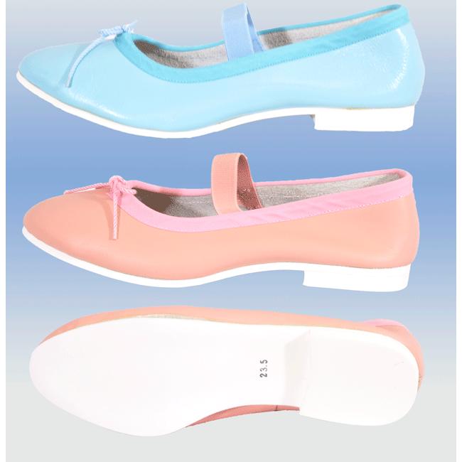 フォークダンスシューズ[幅：標準(21cm〜26cm)]紐リボン 水 ピンク