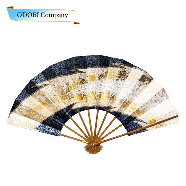 舞踊用 舞扇子 扇子 踊り用 9寸5分 金銀箔ちらし 紺 金銀箔 小石 スス竹 扇子箱入 飾り用
