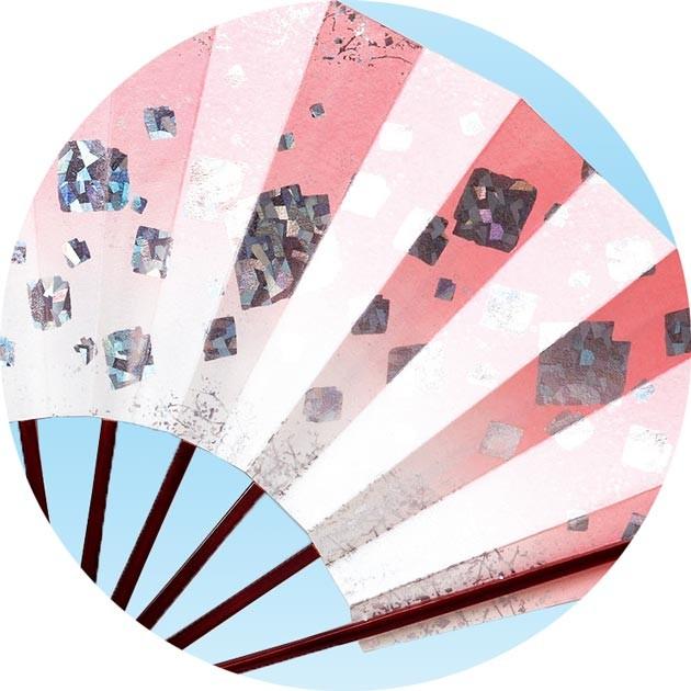 舞踊用 舞扇子 扇子 踊り用 9寸5分 色紙散らし 銀ホロ箔 ピンク