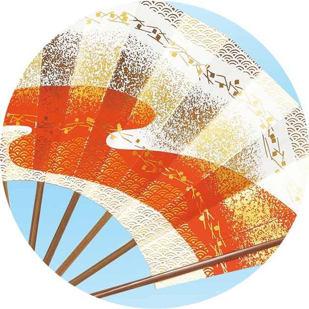 舞踊用 舞扇子 扇子 踊り用 9寸5分 青海波に流水 サビ朱 紺 スス竹