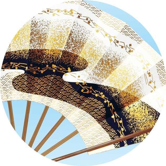 舞踊用 舞扇子 扇子 踊り用 9寸5分 青海波に流水 サビ朱 紺 スス竹