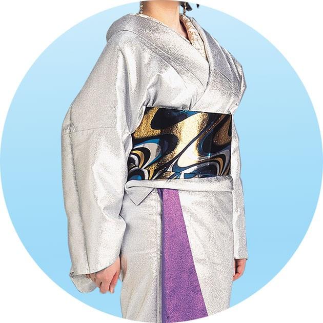 踊り 着物 きもの 女物 仕立上がり リバーシブル グリーン シルバー |  | 03