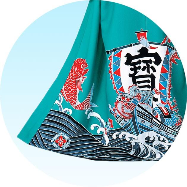 万祝衣装 まいわい着物 きもの 黒地 鶴 亀 大漁 萬祝 仕立て上がり