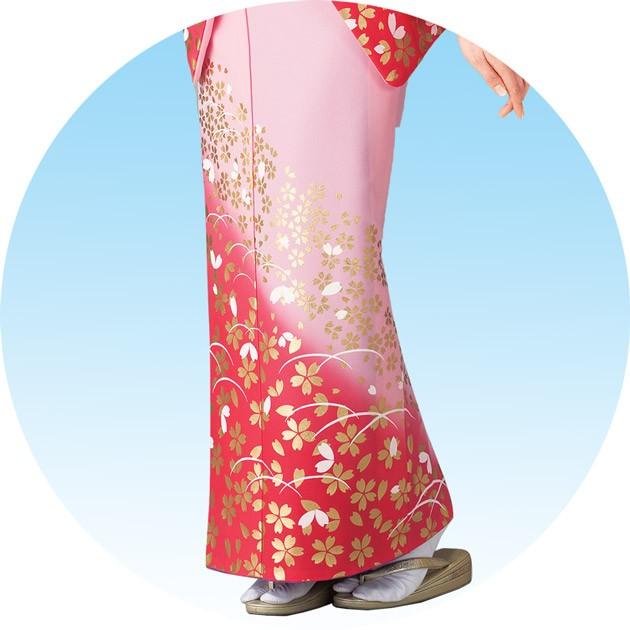 単衣 仕立上がり 附下訪問着 洗える着物 絵羽 ピンク 紺 紫 : ODORI