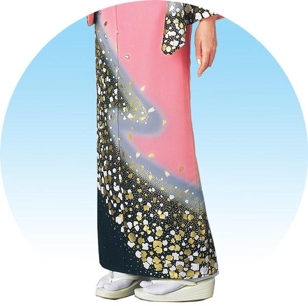 踊り 着物（きもの）女物 単衣 仕立上がり 附下訪問着 洗える着物 踊り衣装 絵羽 ピンク 紫 レディース_2
