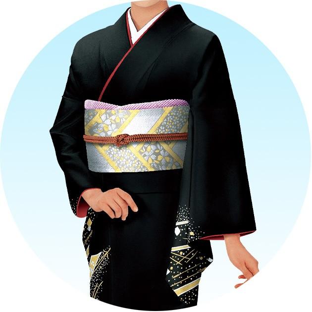 踊り 着物 きもの 優美胴抜き仕立上り洗える着物 訪問着 衣装 黒