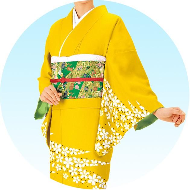 踊り 着物 きもの 優美胴抜き仕立上り洗える着物 訪問着 衣装 黄