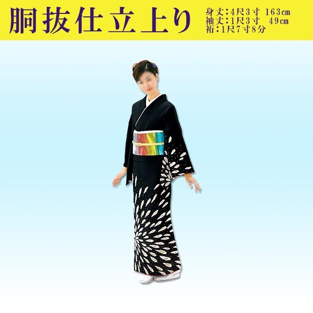 踊り 着物 きもの 優美胴抜き仕立上り洗える着物 踊り 訪問着 衣装 黒 