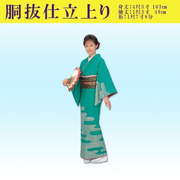 踊り 着物 きもの 優美胴抜き仕立上り洗える着物 訪問着 衣装 緑